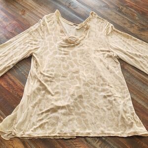 Free People Cream 3/4 Sleeve Relaxed Tunic
